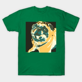 Yellow and Green Pop Art Smiling Pug T-Shirt